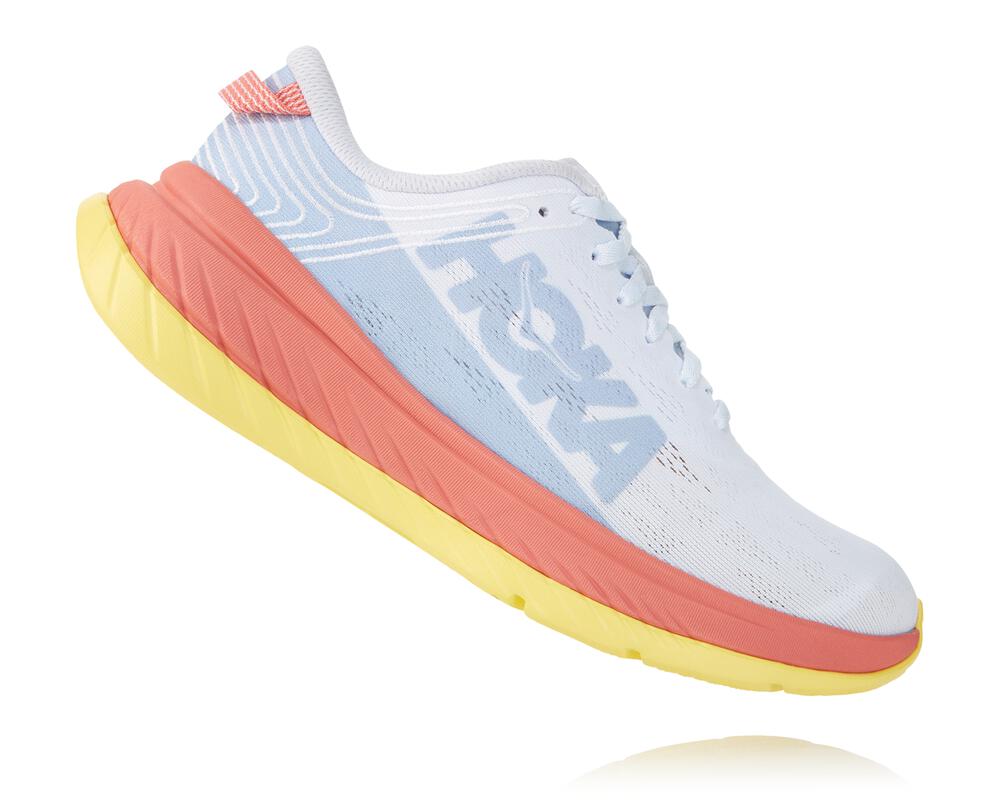 Hoka One One Carbon X Ženske Road Tekaški Čevlji Bela / Koralna SI-986530Y